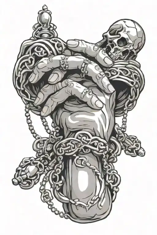 Hands Praying With A Rosary Wrapped