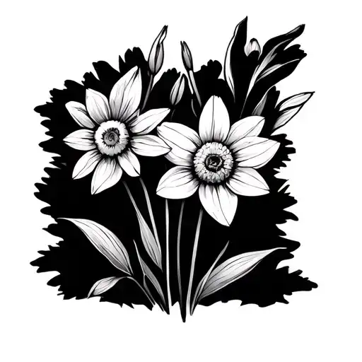 Dainty Fine Line Daffodil And Daisy