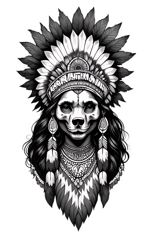 Bear Headdress Indian Woman Sugerskull