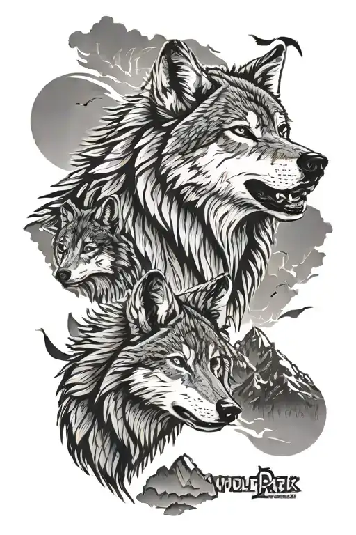 Wolf Pack Howling Mexican Themed Stencil