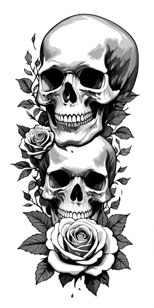 Scporion And Skulls Ans Roses Intertwined