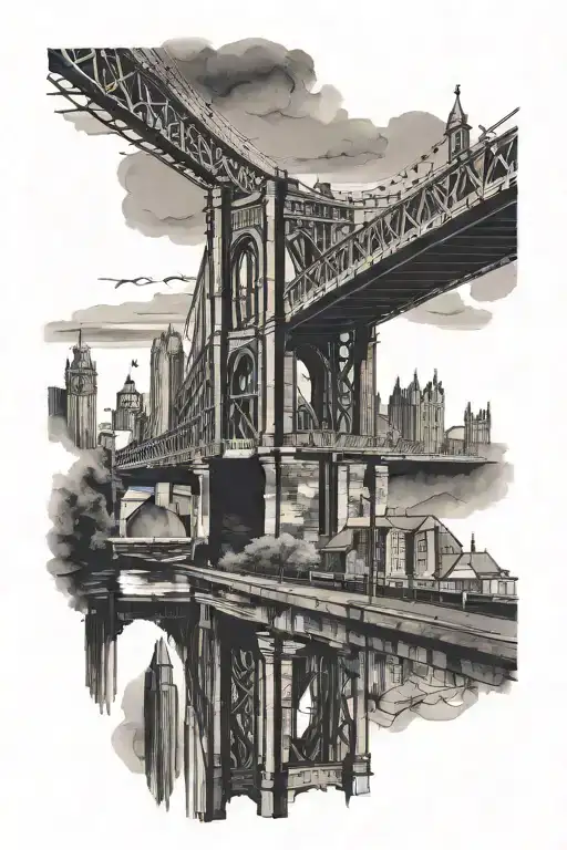 Manchester Sky Line And Newcastle Tyne Bridge