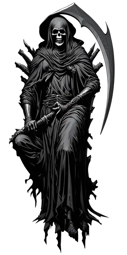 Grim Reaper With Scythe Throne