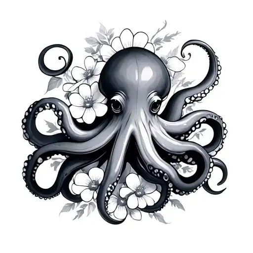 Japanese Octopus With Flowers