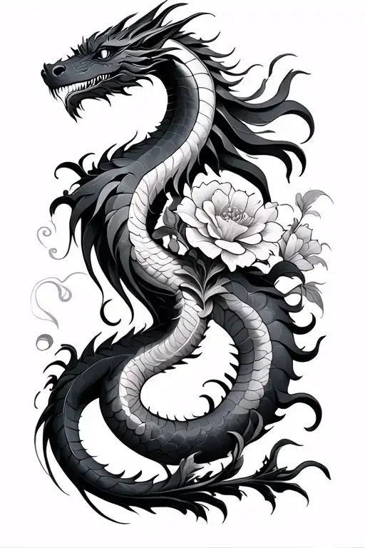 Simple Dragon And Floral