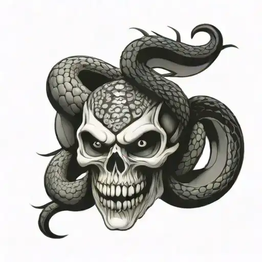 Skull And Snake Coiled