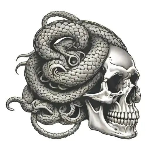 Skull And Snake Coiled