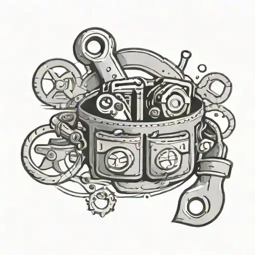 A Black And Grey Tattoo Of An Electrician's Tool Belt With Animal Paw Prints Around It