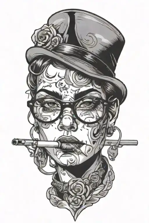 Sexy Woman With Glasses Smoking Gun