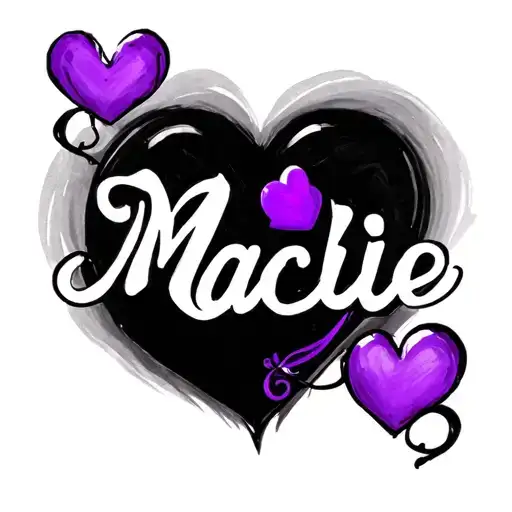Write The Name Macie With A Purple Love Heart Attached To It
