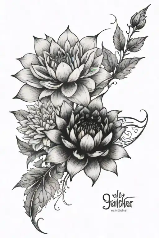 One Black Lilie One Black Dahlia And One Black Lotus Flower In A Picture