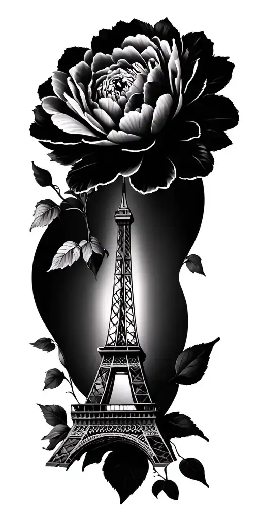 Peony And Eiffel Tower