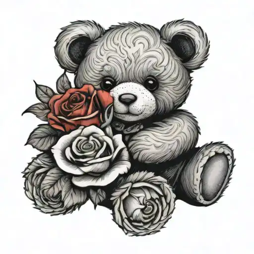 Teddy Bear Holding A Rose