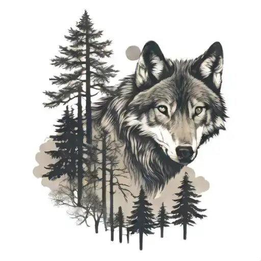 Wolf And Trees