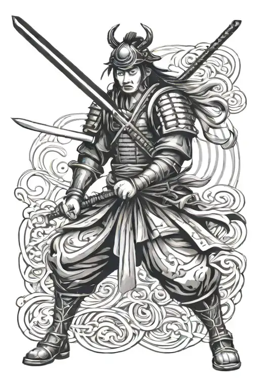 Samurai Holding Sword