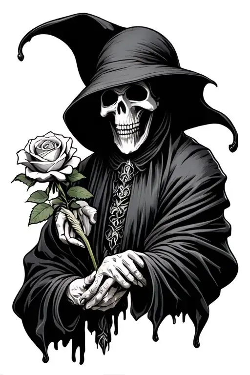 Grim Reaper Holding A Rose