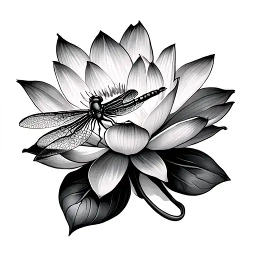 Detail Dragonfly Landing On Lotus