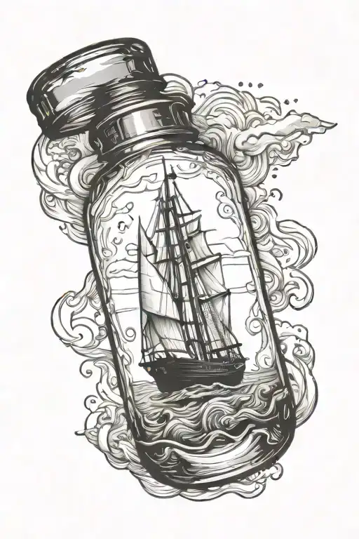 Boat In A Bottle Fine Line
