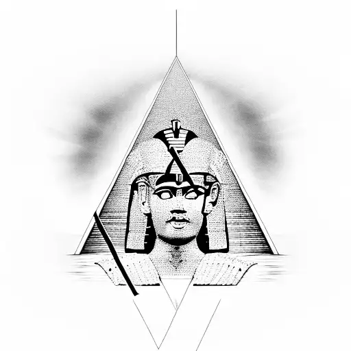 The Egyptian God Ptah In Front Of A Pyramid