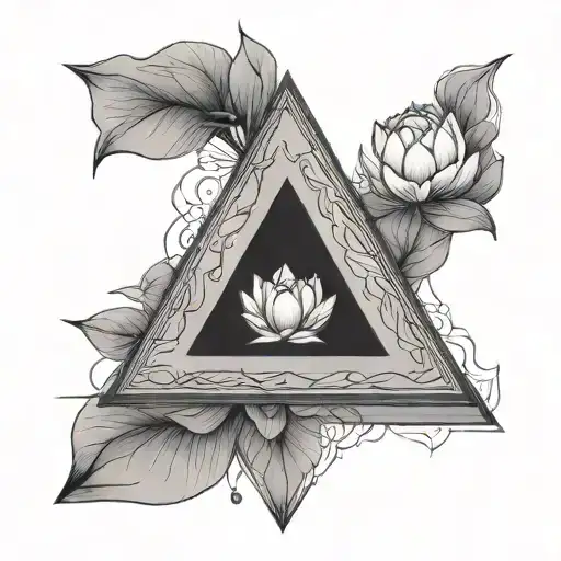 Triangle With Minimalist Human In The Middle And Lotus Flower