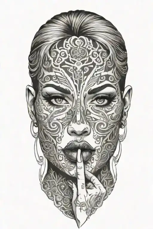 Sexy Woman With Finger On Her Lips