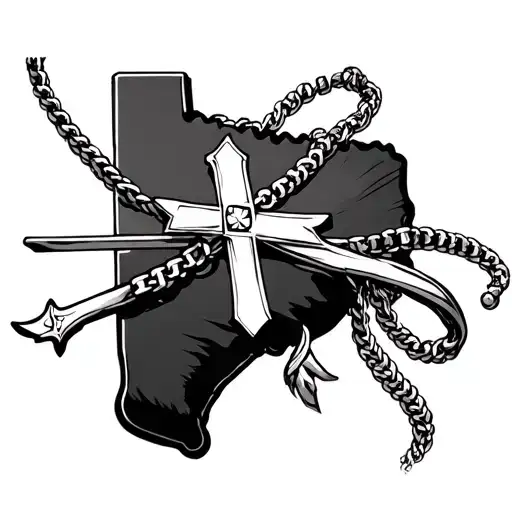 Texas With Cross Necklace Draped Over It