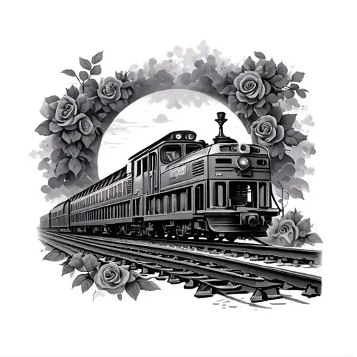 Railroad Track With Rose And Architecture Pattern