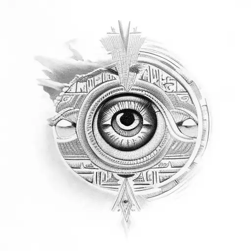 Egyptian Eye With Hieroglyphics