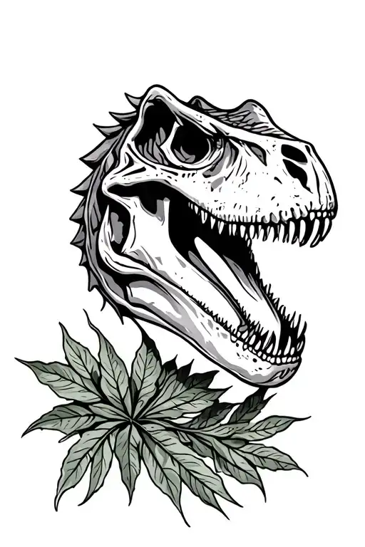 Jurassic Park Velociraptor Skull With Leaves