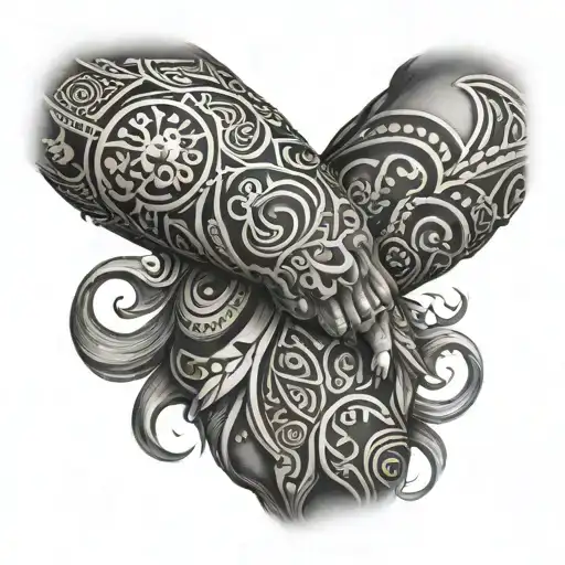 Forearm Sleeve For A Warrior Made With Tribal And Greek Markings