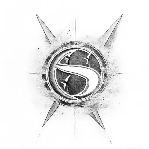 A Black-grey Tattoo Depicting A Golf Ball Soaring Through The Oregon Ducks Logo