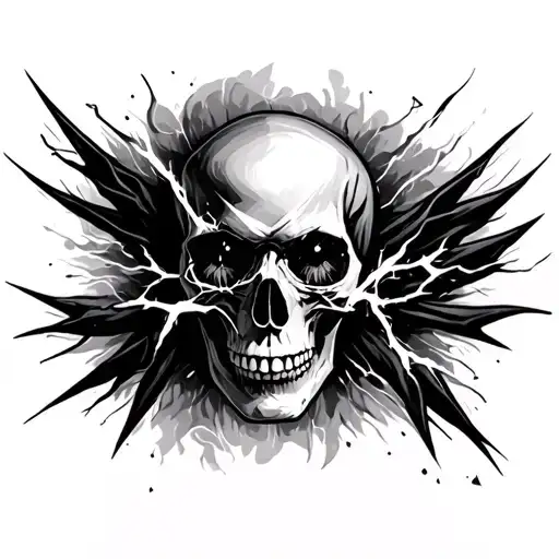 Skull And Black Lightning In Eyes