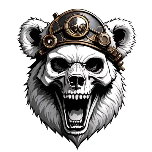 Steam Punk Skull Harley White Bear