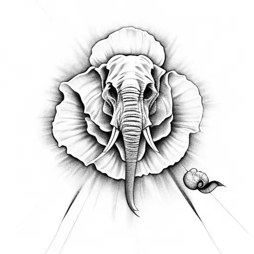 Elephant Skull With Poppies