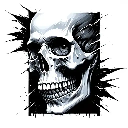 Skull And Black Lightning In Eyes