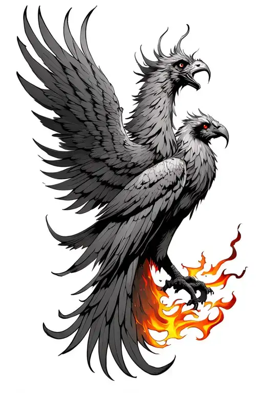 Aggressive Phoenix With Flame Embers Coming Off The Wings