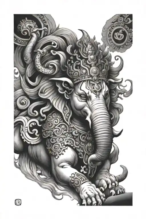 Ganesh Riding Lion