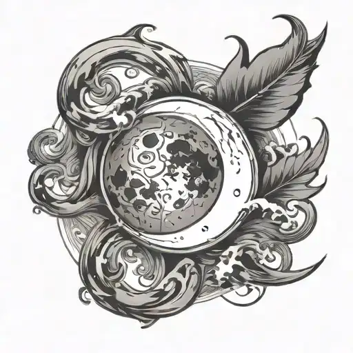 Logo Combination Of Moon And Ink Symbols Incorporated Into The Design