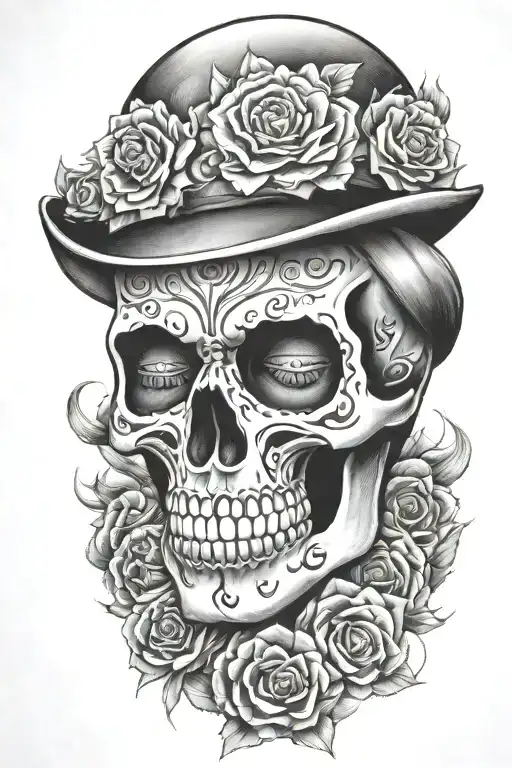 Candy Skull Chicano Gangster Style Sleeve
