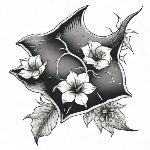 Half Sleeve Cow Nose Stingray With Flowers