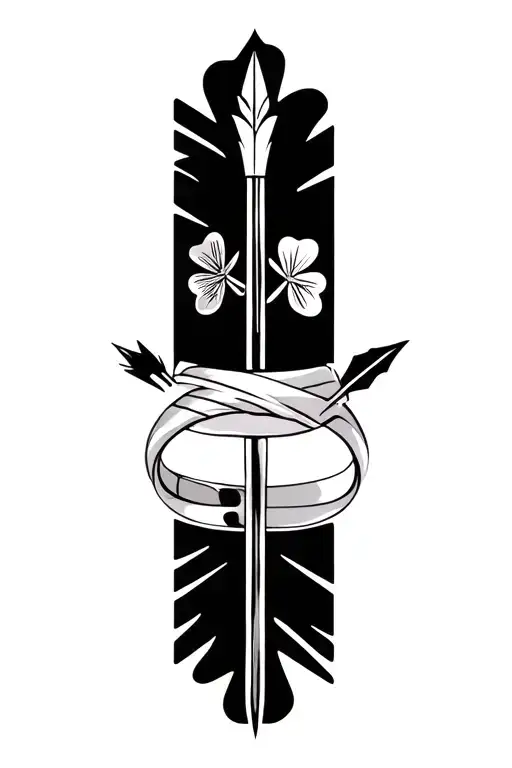 Shamrock And Native Arrow Only Ring On Ring Finger