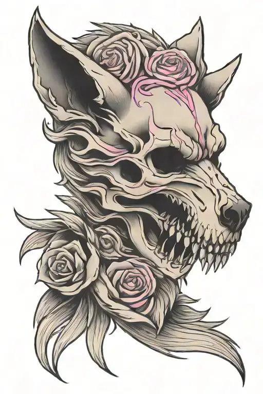 Pink Wolf Skull