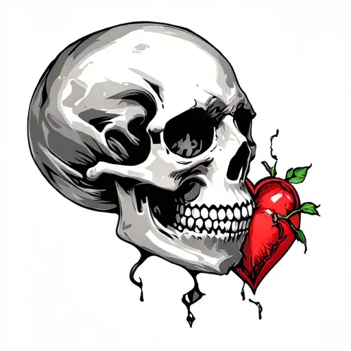 Skull And Broken Heart Made Entirely Of Intricate