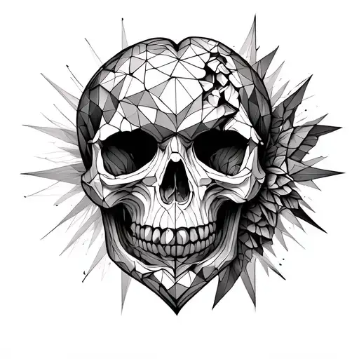 Skull And Broken Heart Made Entirely Of Intricate Geometric Patterns