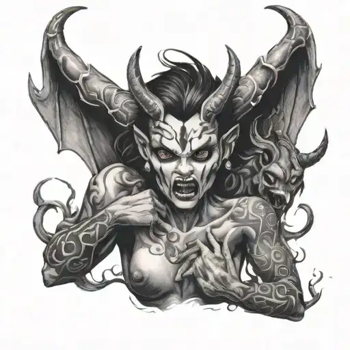 Demon Holding Pretty Girl