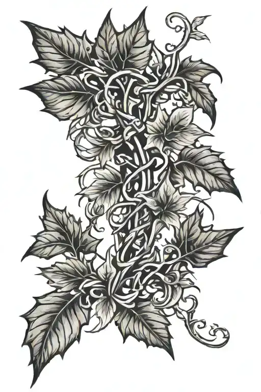 Vine With Thorns And Leaves Growing