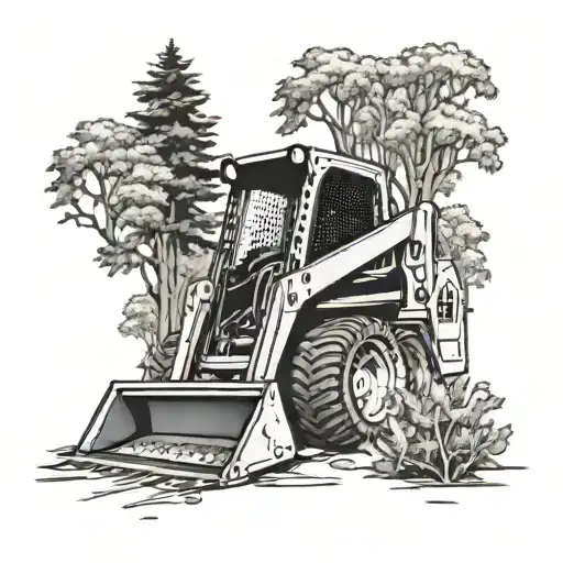 Skid Steer With Trees Background Looking