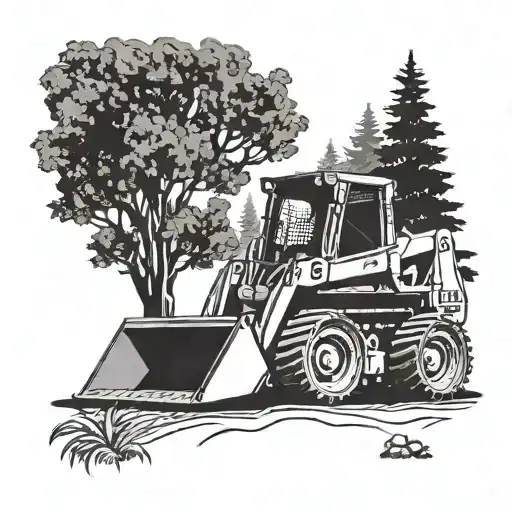 Tracked Skid Steer With Trees Background Looking