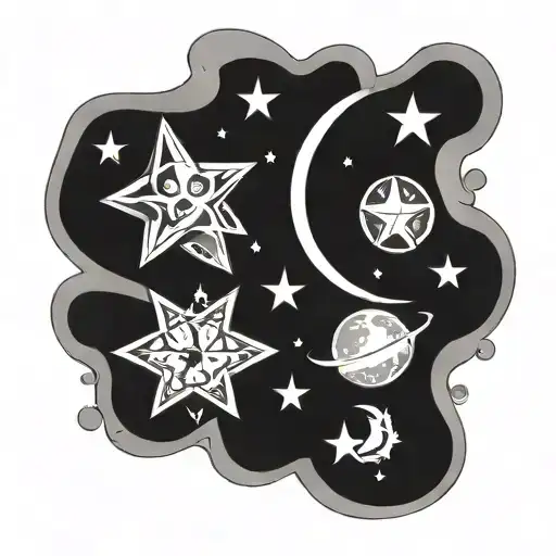 Stars Moon Surrounded