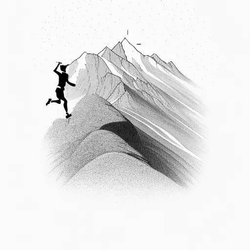 A Silhouette Of A Runner Sprinting Up A Mountain Peak